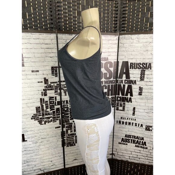 Jockey L Charcoal Heather Scoop Neck Non Adjustable Straps Layering Camisole Top - Picture 4 of 5